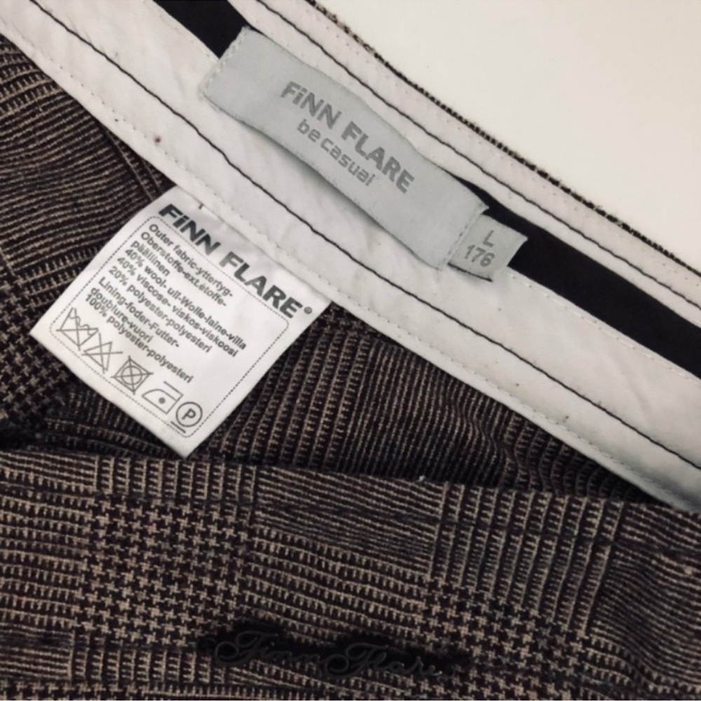 Finn Flare Vintage 90's Wool Plaid Pant Trousers Size: US L | Vintage - Picture 3 of 7